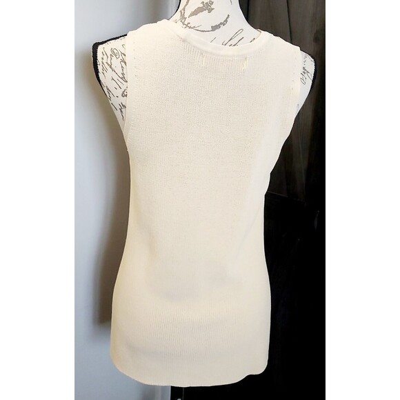 ASTR The Label Cream Ivory Knit Sleeveless Top Small Classy Cocktails Side Slits - Picture 3 of 5